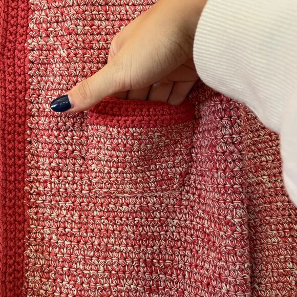 Boden Pink/Coral Knit Cardigan Jacket Women’s 8 Tweed Style Cotton Preppy Chic - Picture 9 of 11